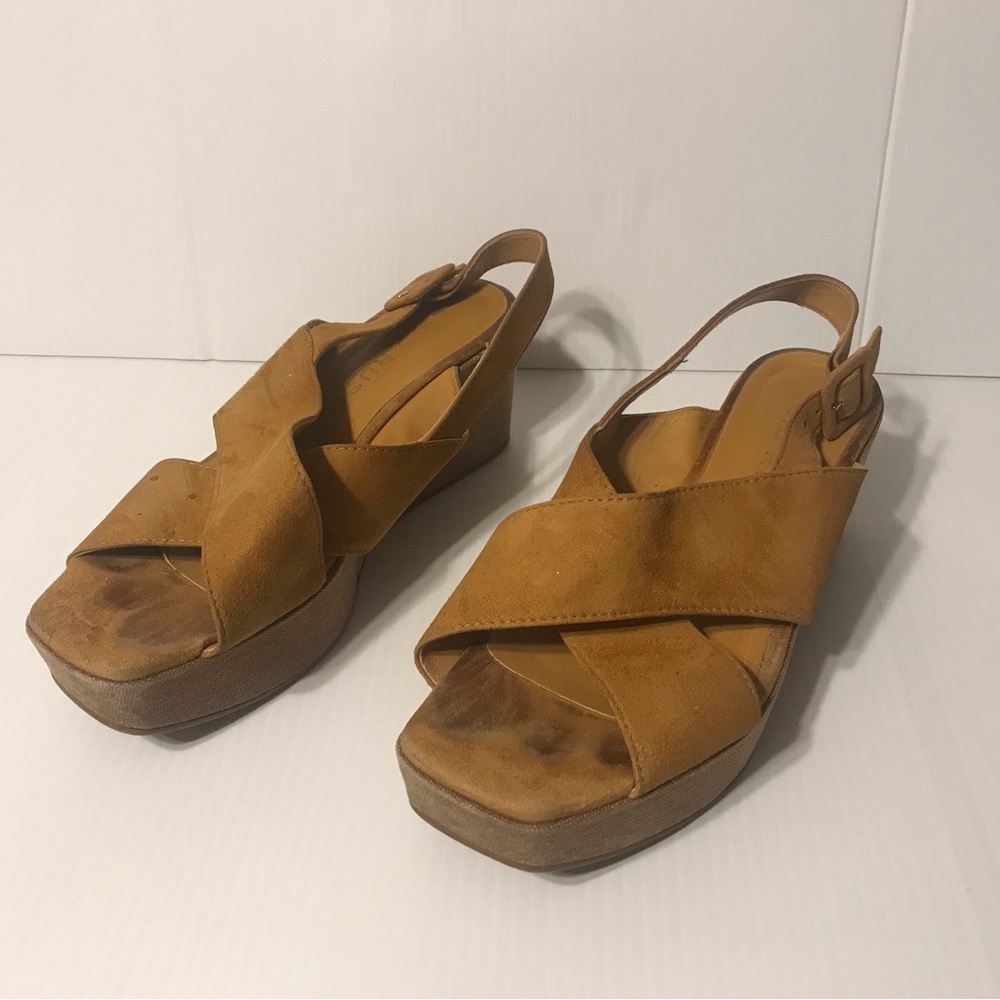 Fabio Rusconi cork platform high heel wedge suede sandal women size 7.5 (38) - Picture 1 of 12